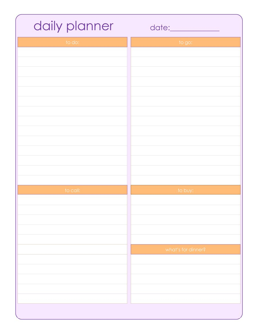 002 Template Ideas Daily Planner Printable Imposing Cute