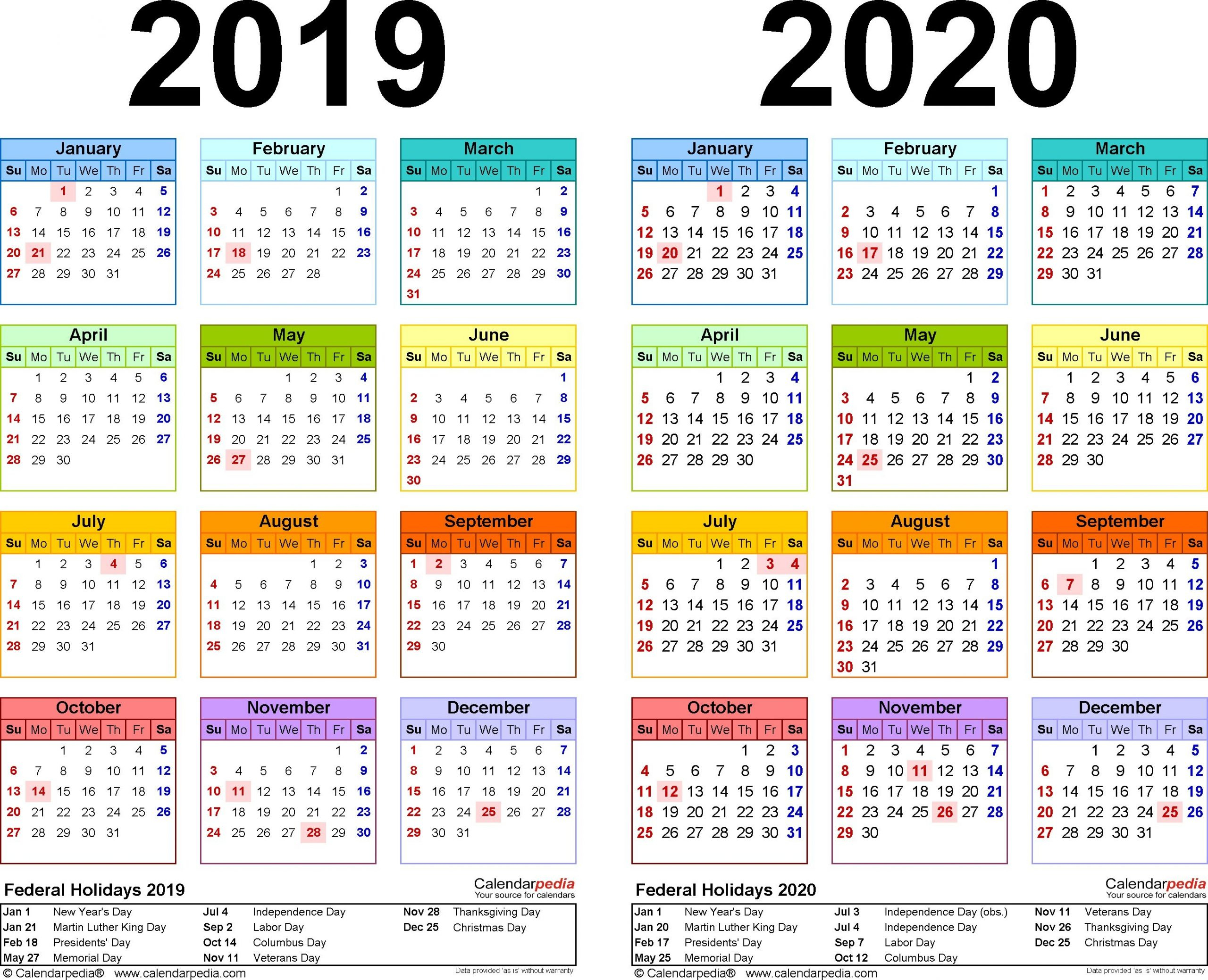 12 Month Free Printable Calendar 2020 | Printable Calendar 2020