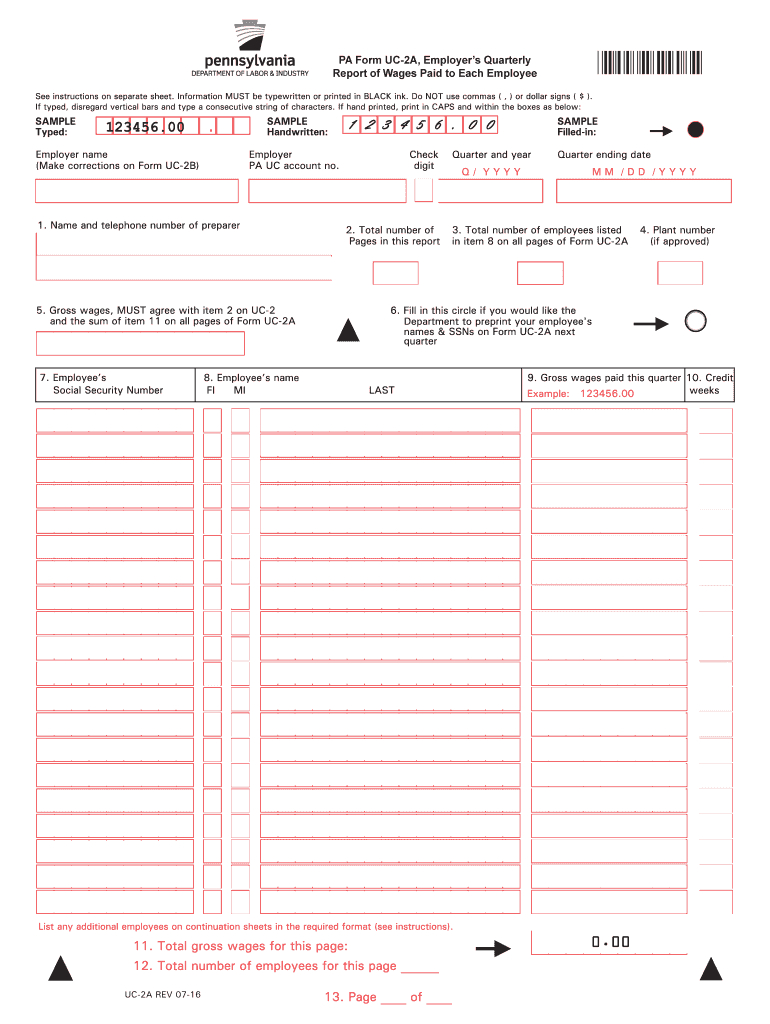 2016-2020 Form Pa Uc-2As Fill Online, Printable, Fillable
