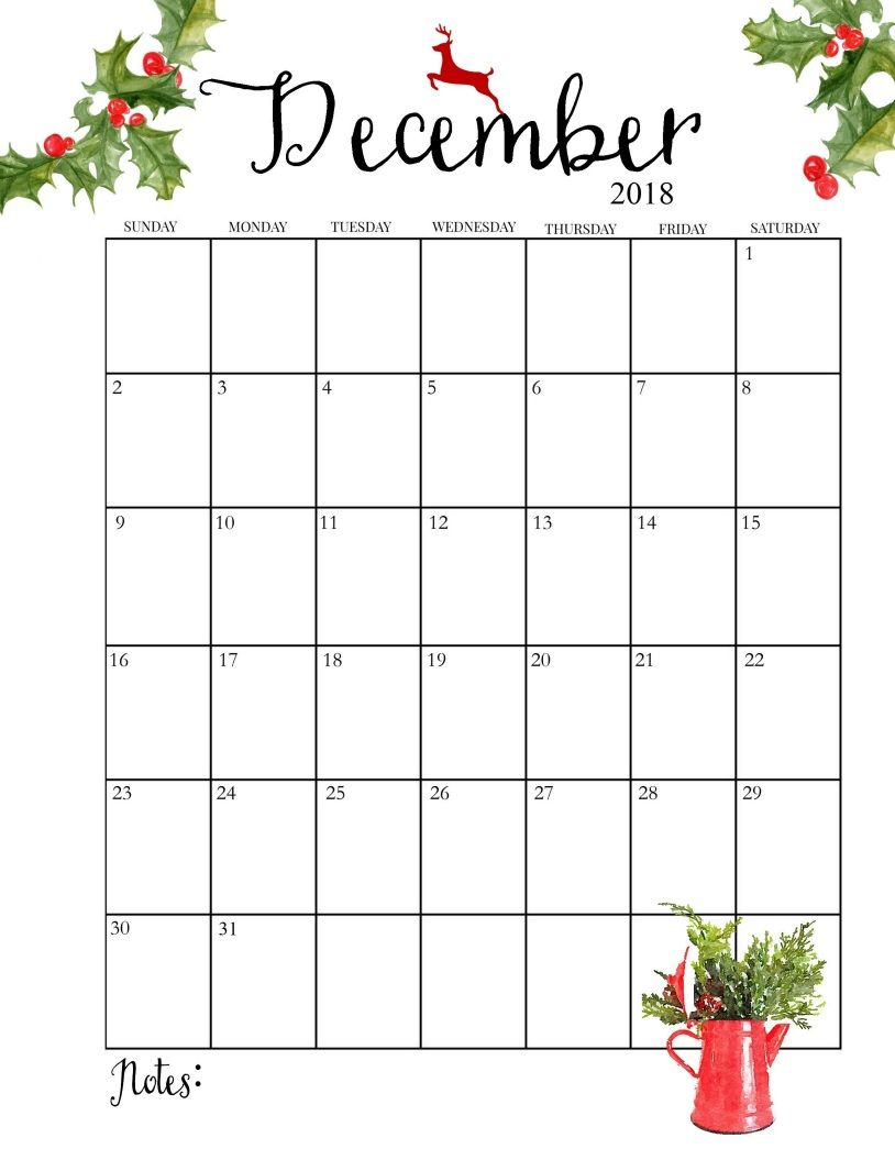 2018 Printable Monthly December Calendar | Ежемесячные