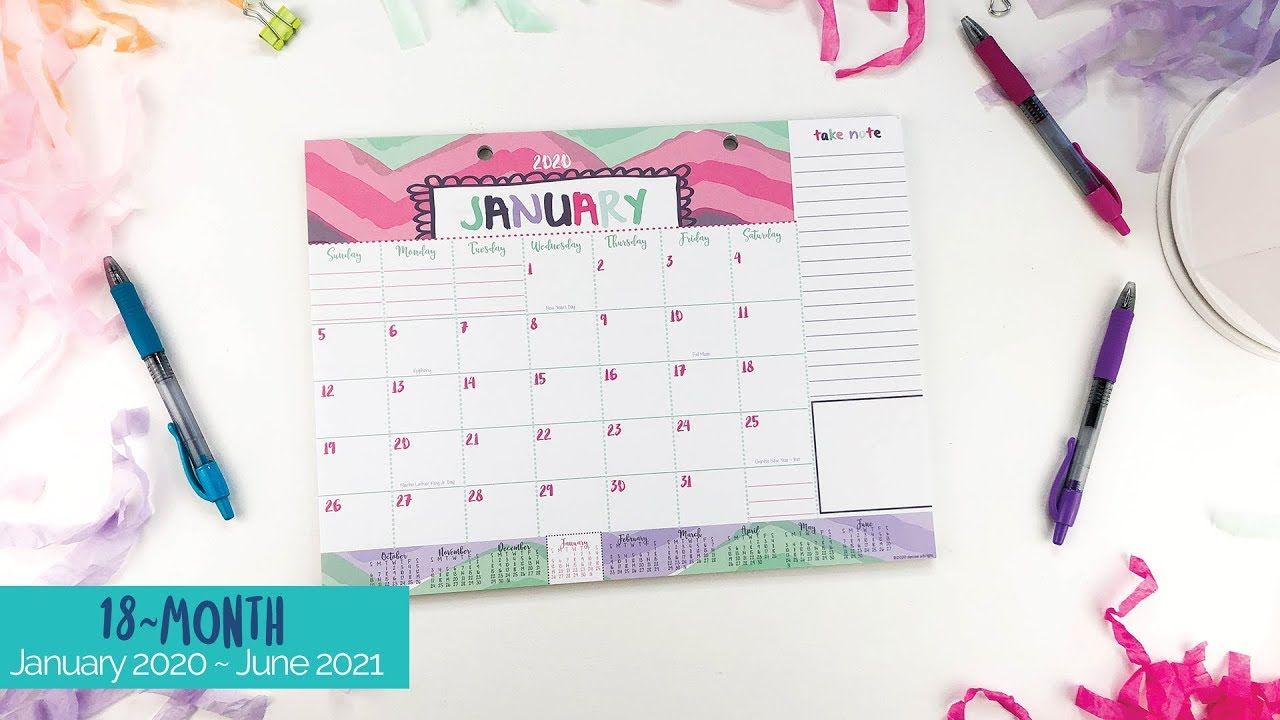 2020-2021 Mini Monthly Desk Calendar | January 2020 - June 2021 | Lists,  Bill Pay And More!