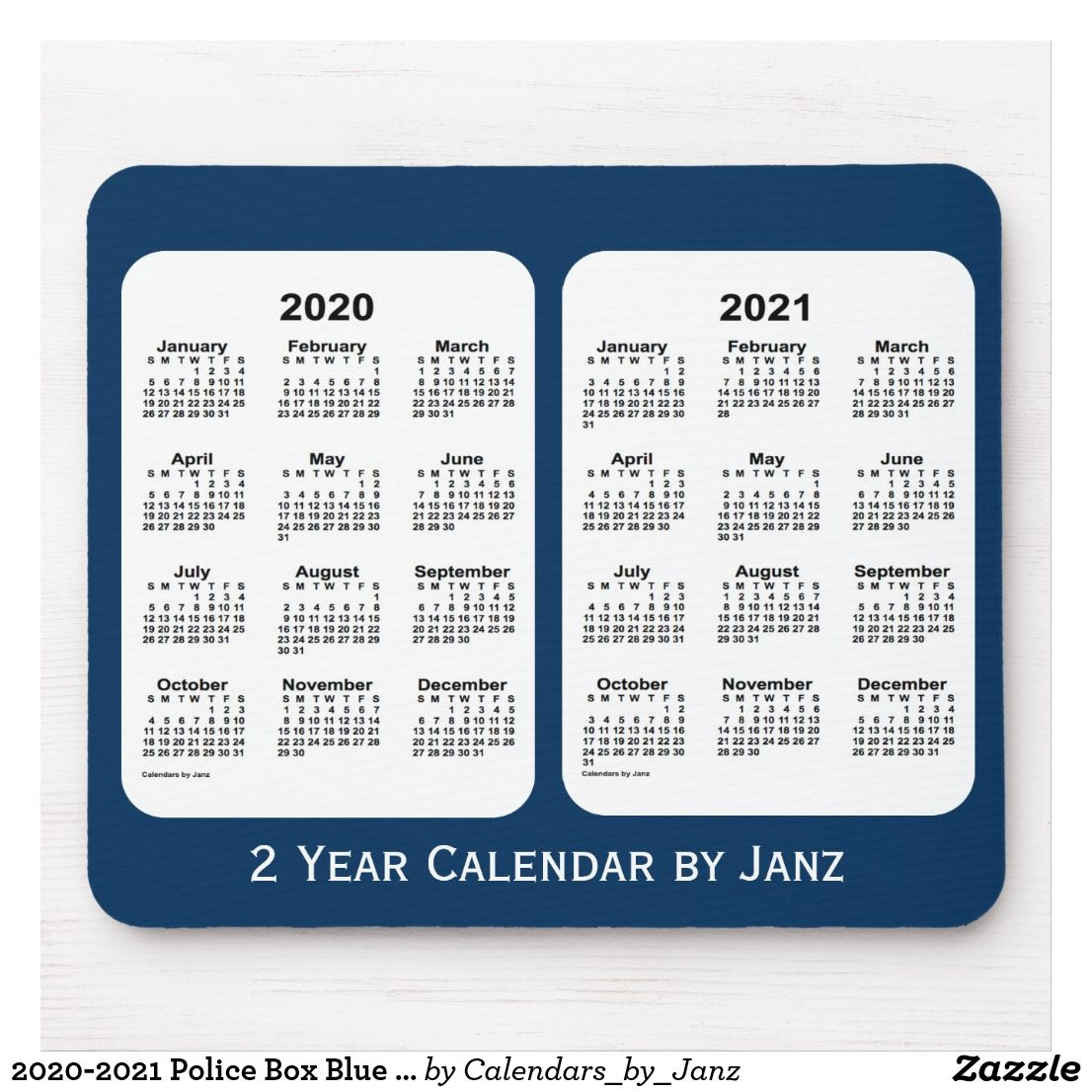 2020-2021 Police Box Blue 2 Year Calendar By Janz Mouse Pad