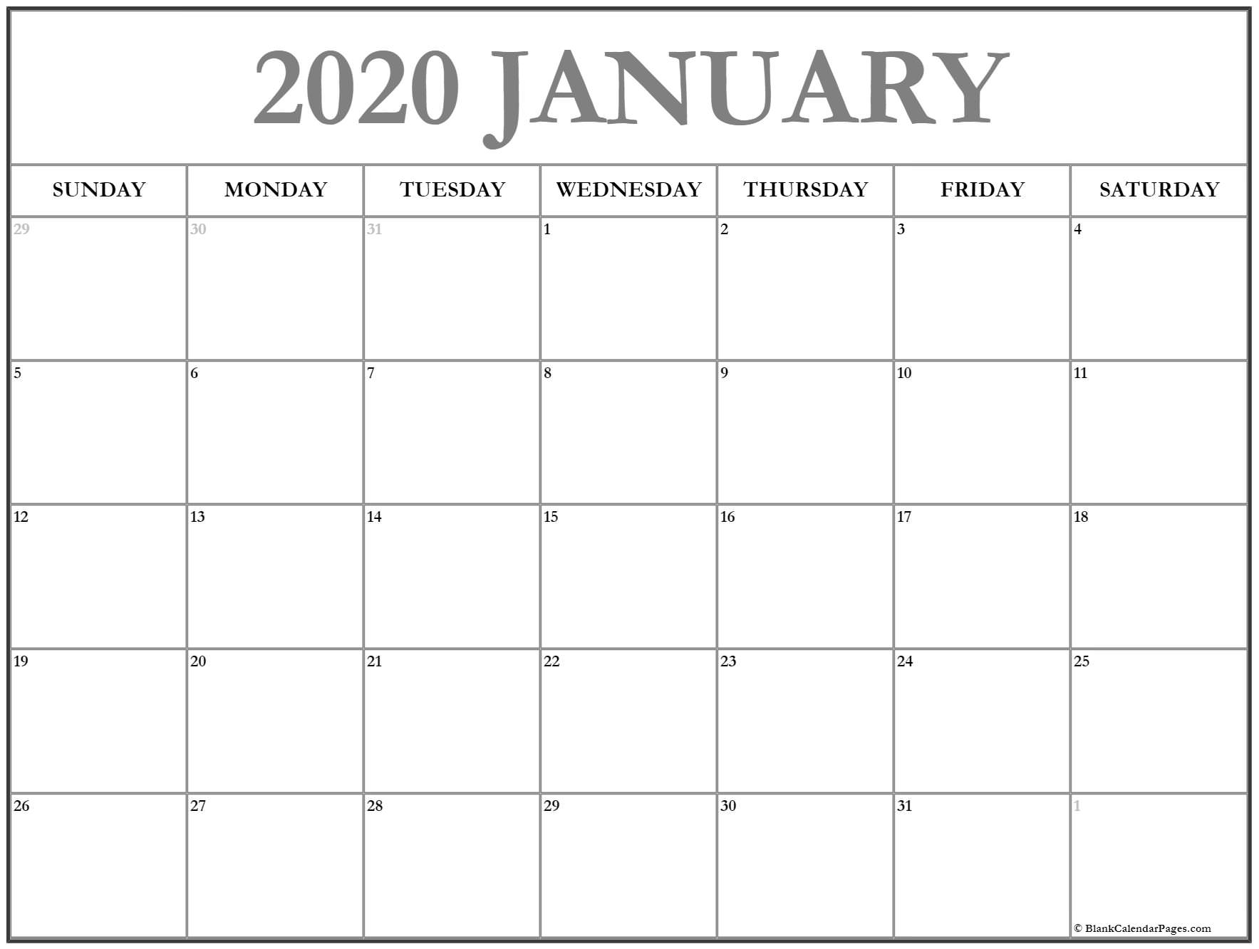 2020 Blank Calendar Pages - Togo.wpart.co