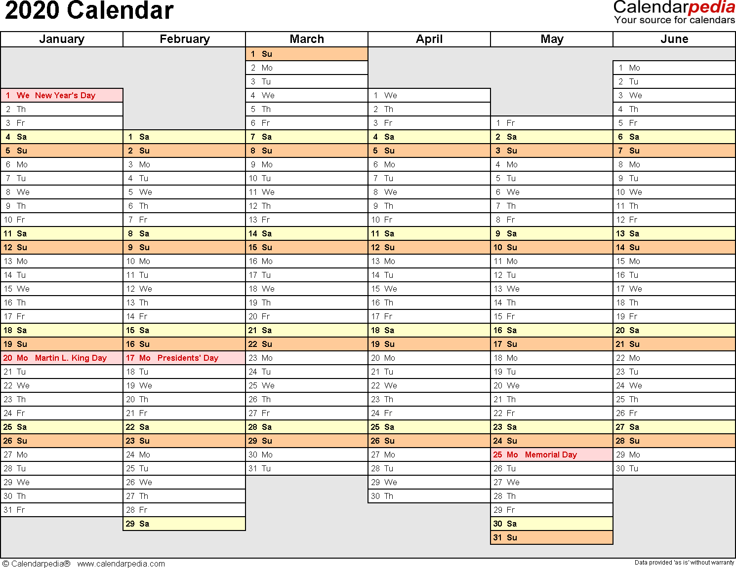 2020 Calendar - 18 Free Printable Word Calendar Templates