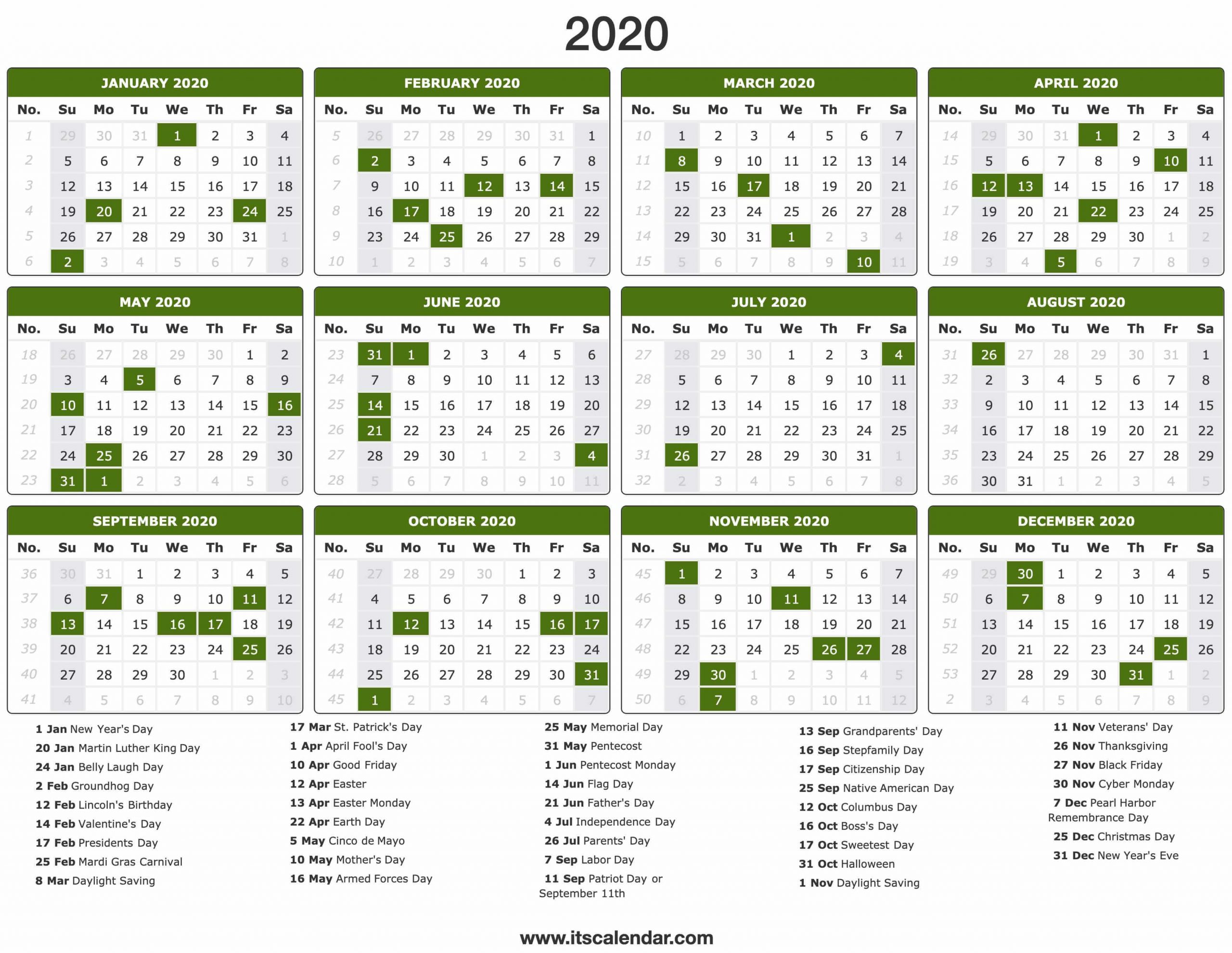 2020 Calendar | Printable 2020 Calendar