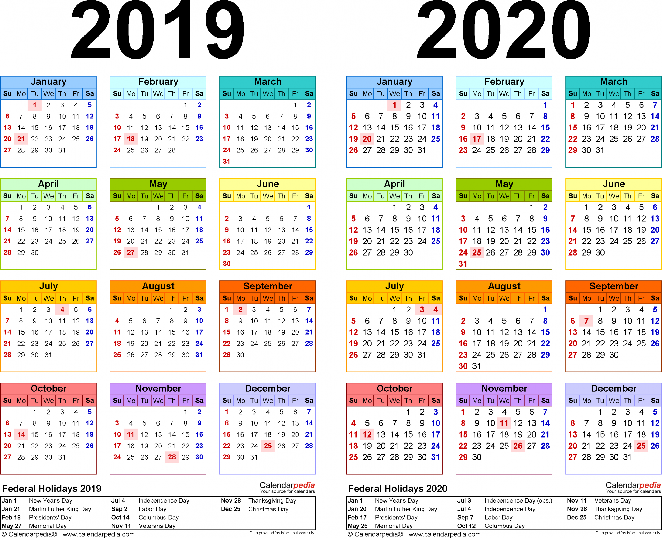 2020 Calendar Xls | Calendar Template Printable