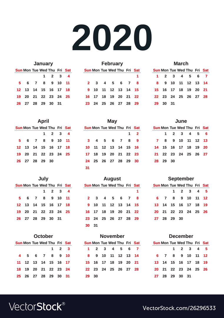 2020 Calendar Year Template Planner