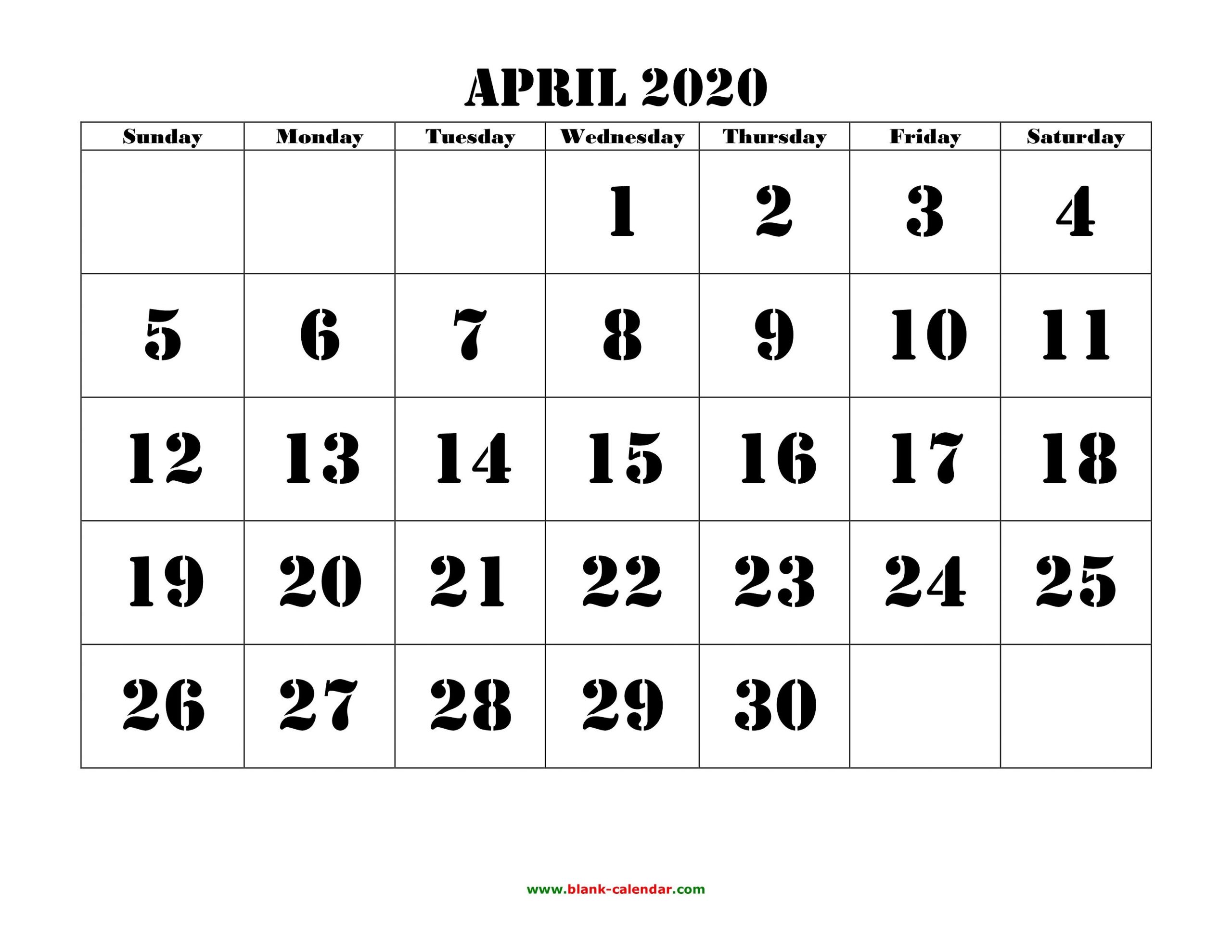 2020 Large Printable Calendar – Pleasant To My Own Blog Site