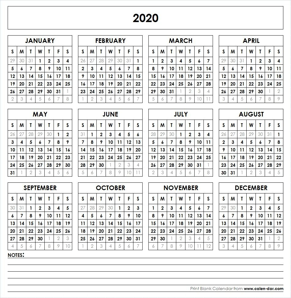 2020 Printable Calendar | Calendar 2019 Printable, Calendar