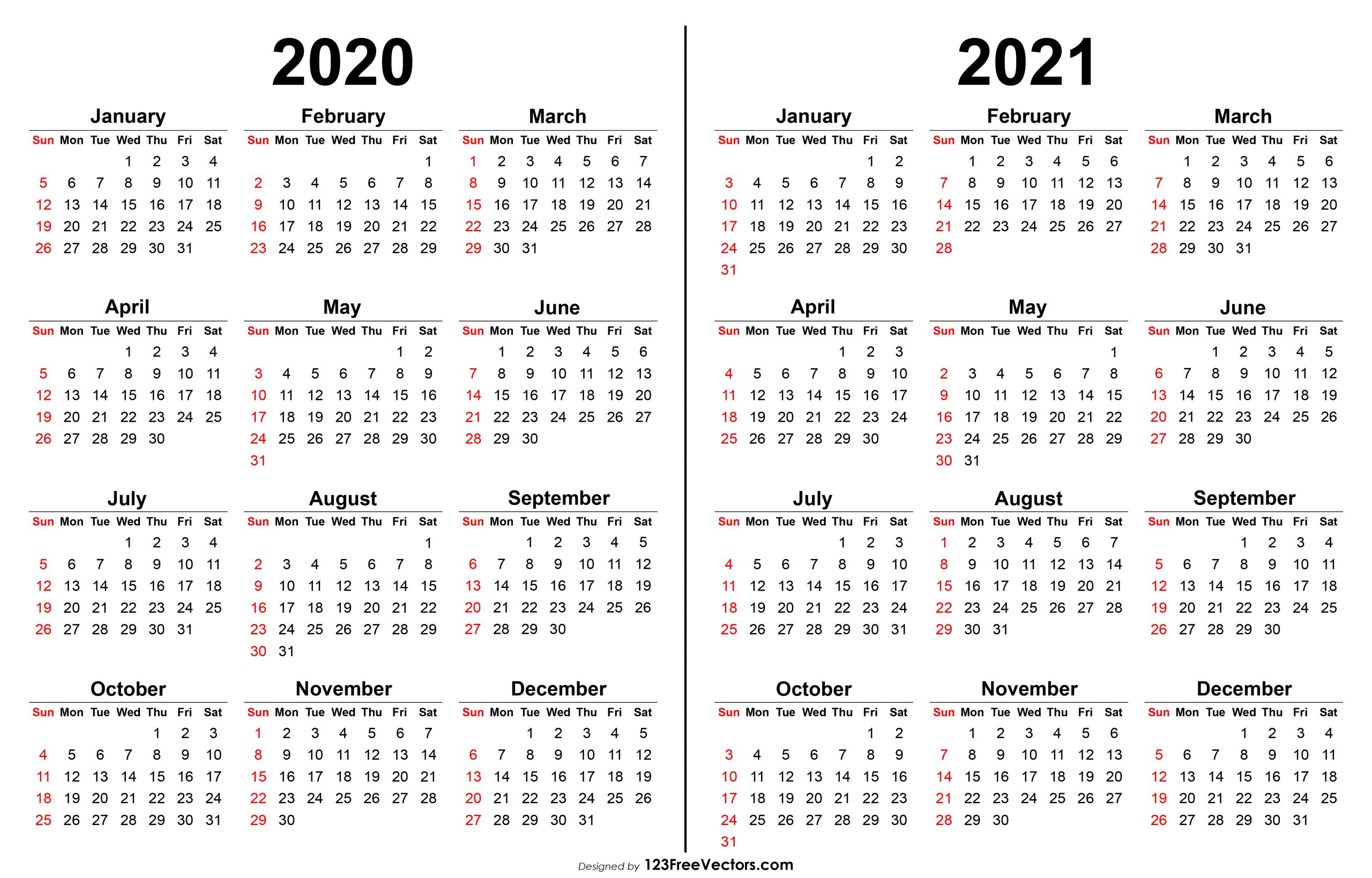 210+ 2020 Calendar Vectors | Download Free Vector Art