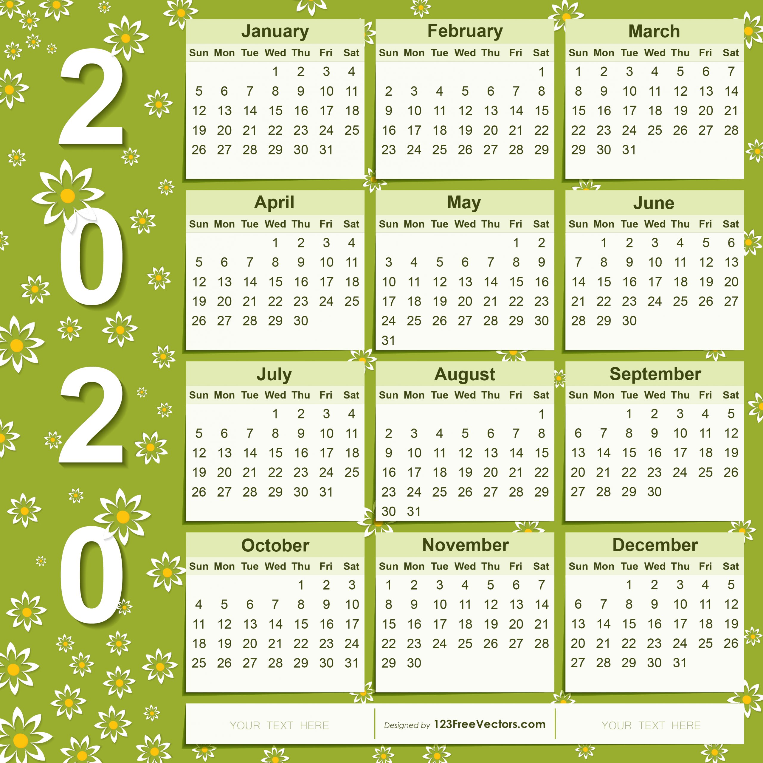 210+ 2020 Calendar Vectors | Download Free Vector Art