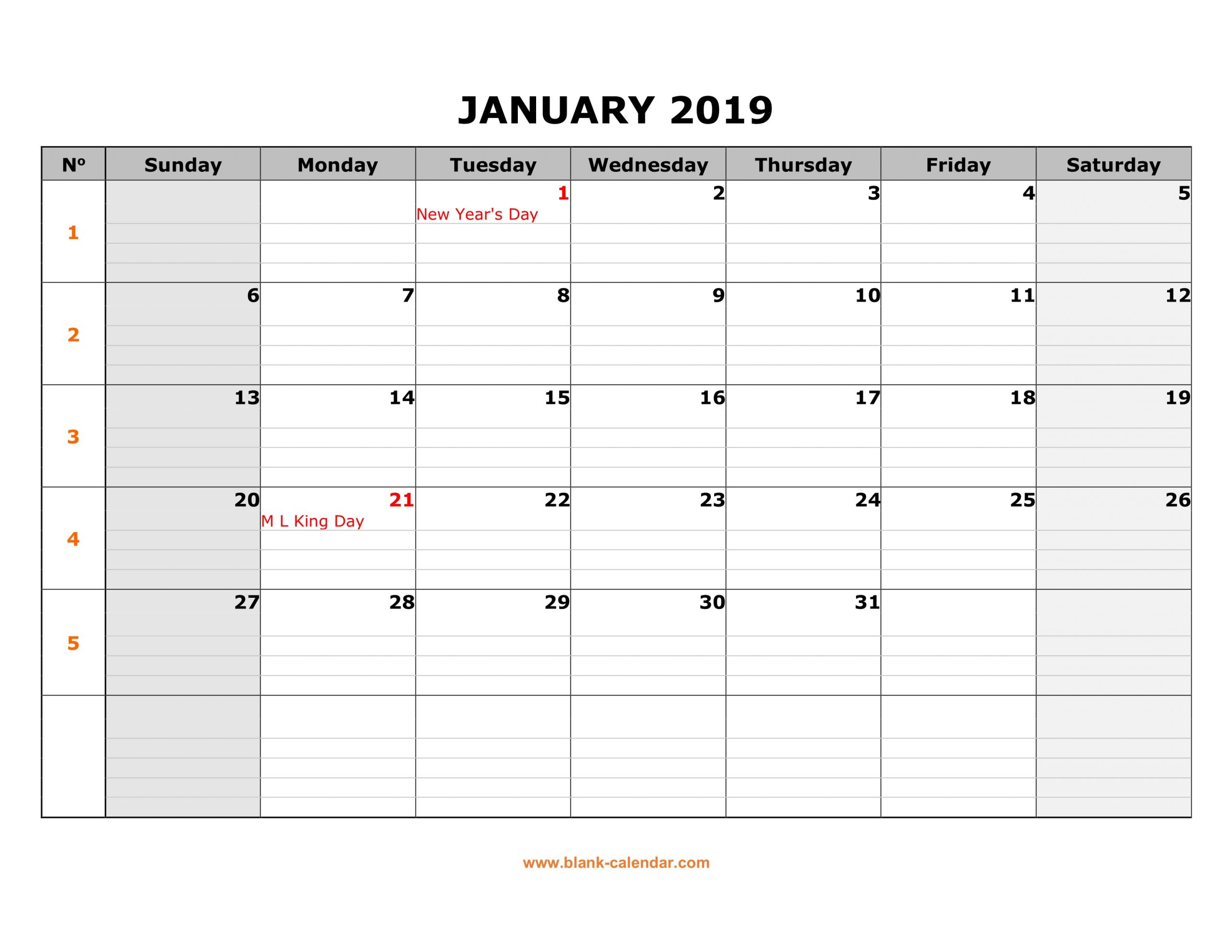 22 Large Grid Calendar 2019 | Andaluzseattle Template Example
