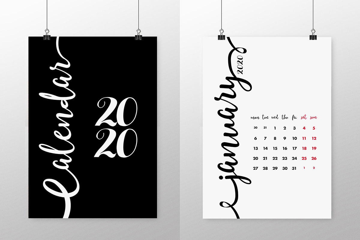 25 Best New Year 2020 Wall &amp; Desk Calendar Designs For