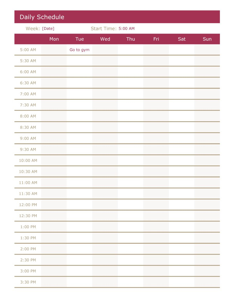 47 Printable Daily Planner Templates (Free In Word/excel/pdf)