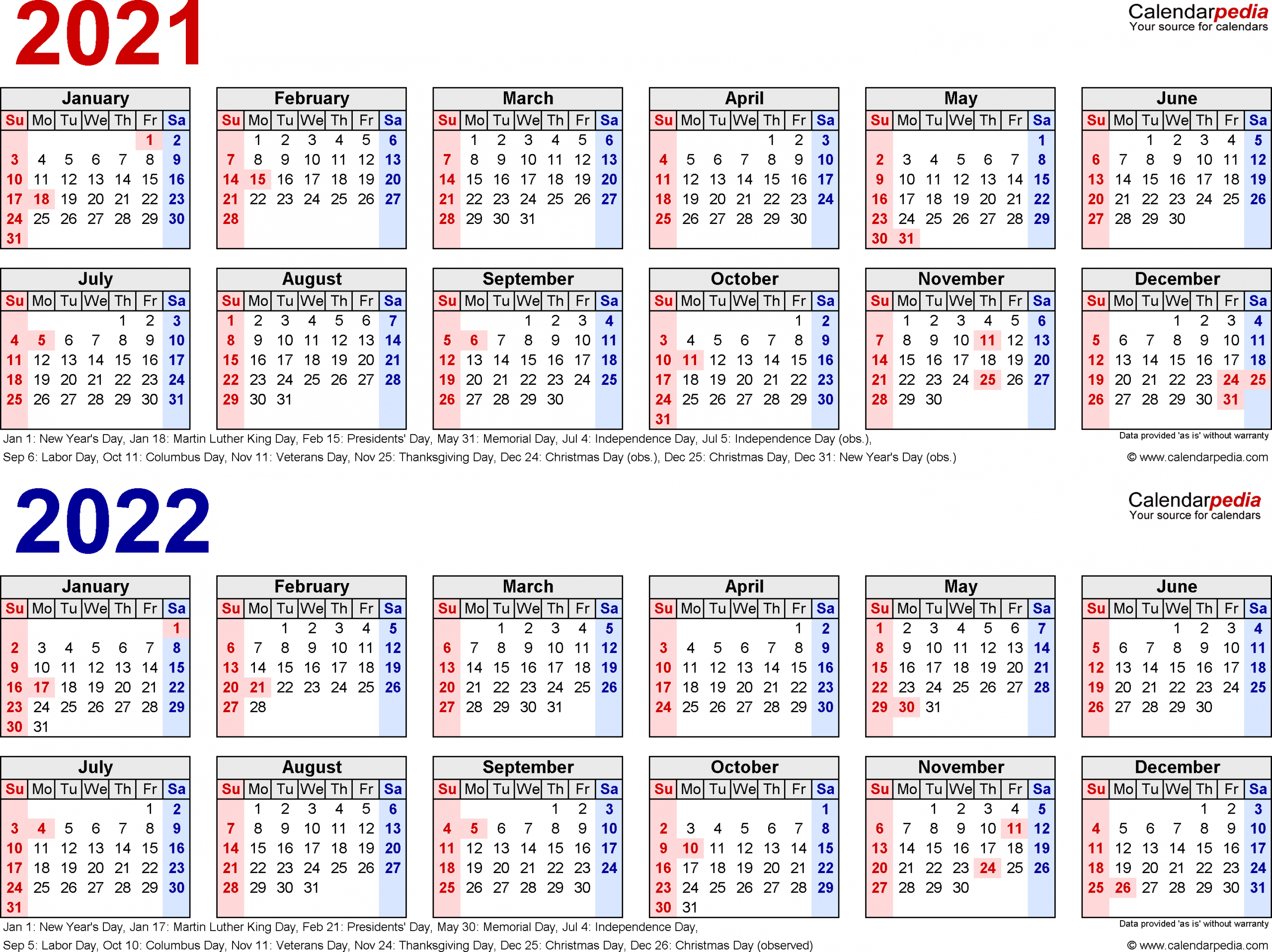 5 Year Calendar Printable - Togo.wpart.co