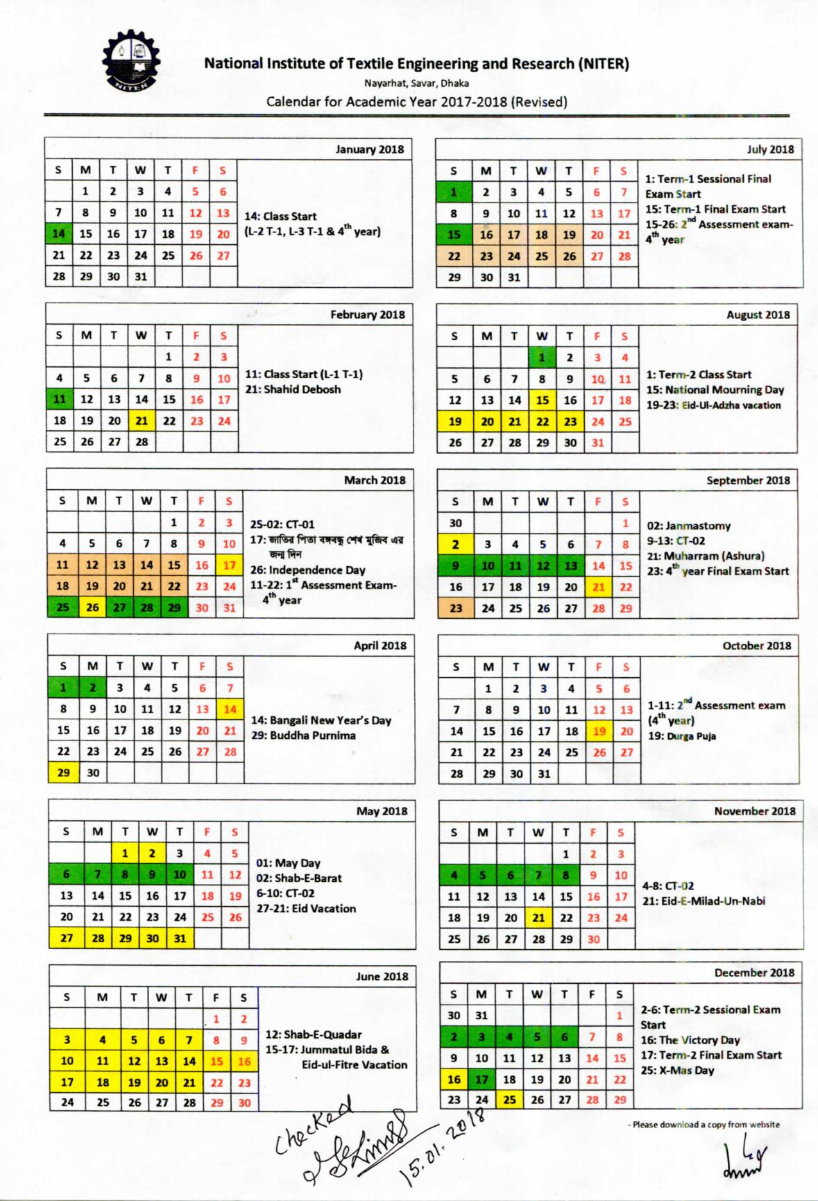 Get Academic Calender Of Sher E Bangla Agricultural University 