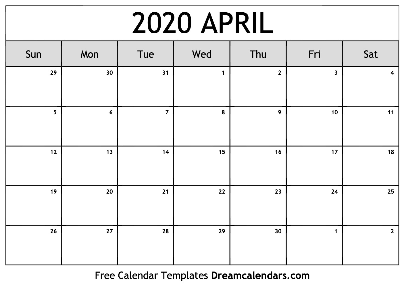 April 2020 Calendar Page - Togo.wpart.co