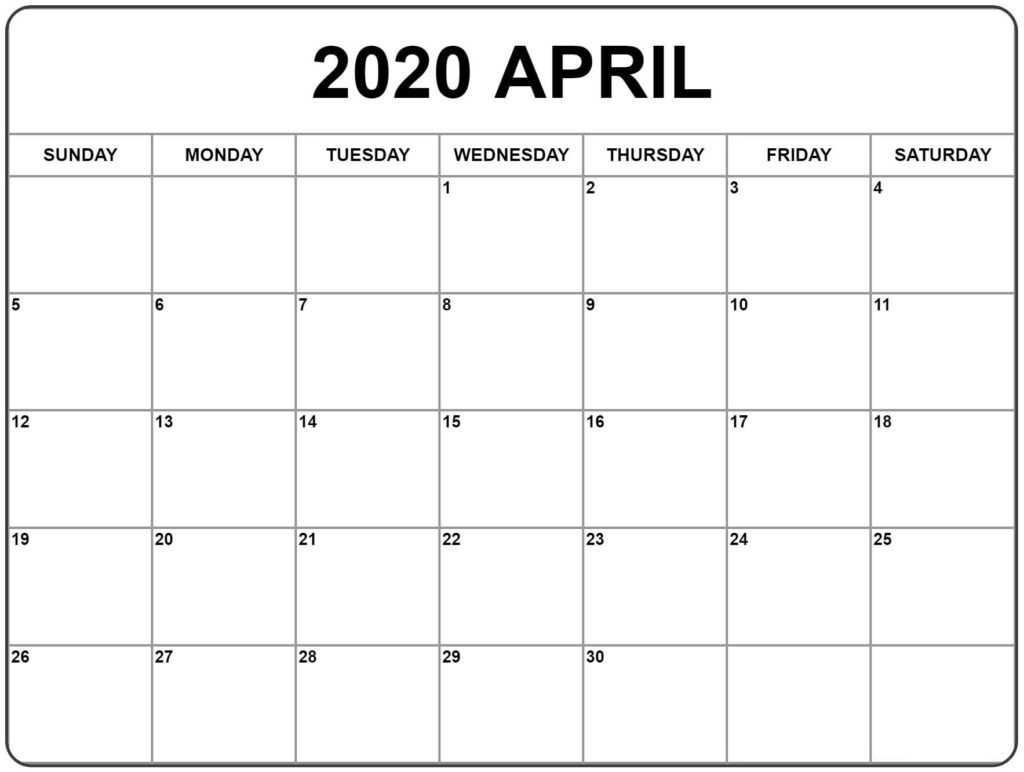 April Printable Calendar 2020 (Free Templates) – 2020 Calendar
