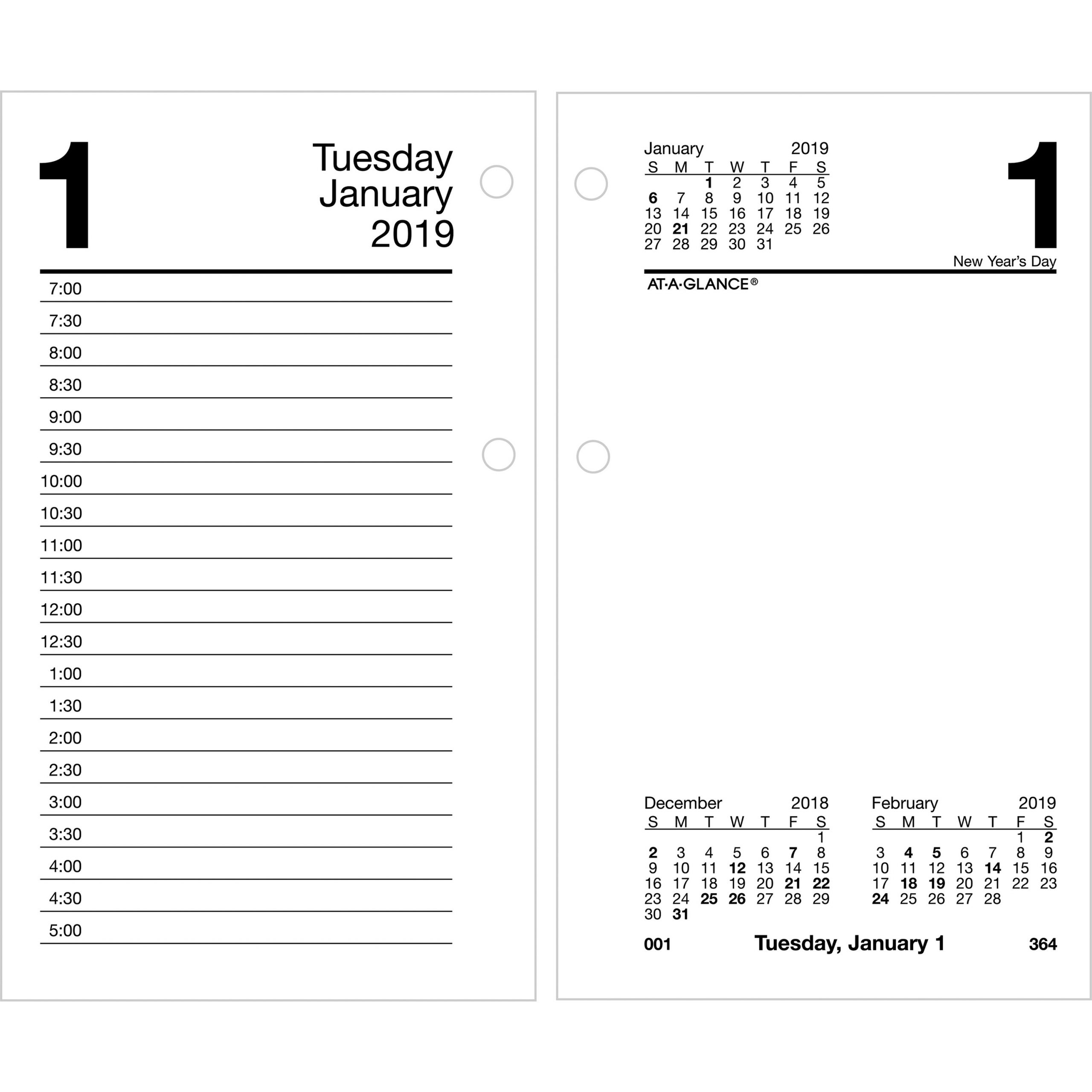 At-A-Glance Daily Desk Calendar Refill With Tabs