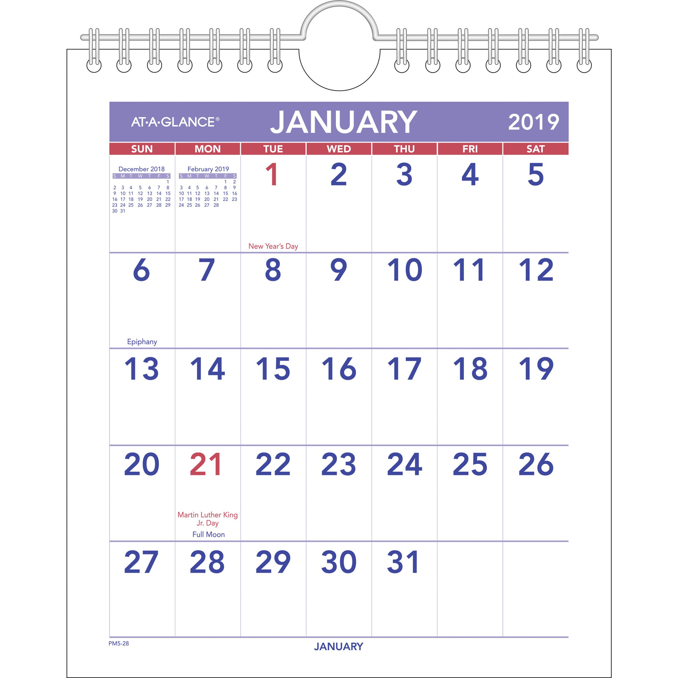 At-A-Glance Mini Wall/desk Monthly Calendar - Yes - Monthly - 1 Year -  January 2020 Till December 2020 - 1 Month Single Page Layout - 6 1/2&quot; X 7  1/2&quot;