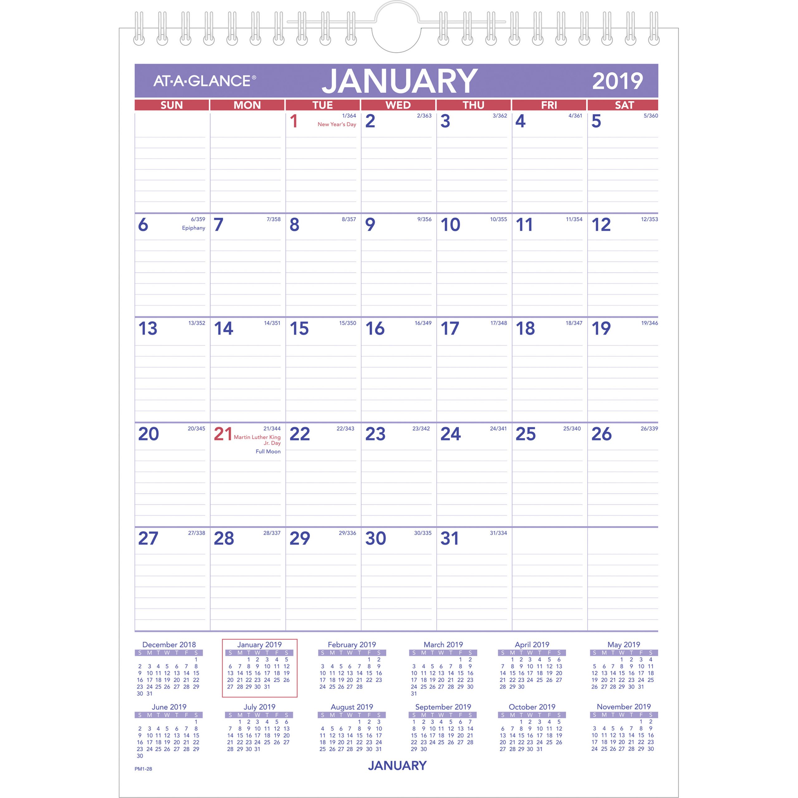 At-A-Glance Recycled Monthly Wall Calendar - Yes - Monthly - 1 Year -  January 2020 Till December 2020 - 1 Month Single Page Layout - 8&quot; X 11&quot; -  Wire