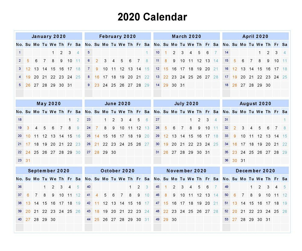 Blank 2020 12 Months Calendar | 12 Month Calendar, Monthly