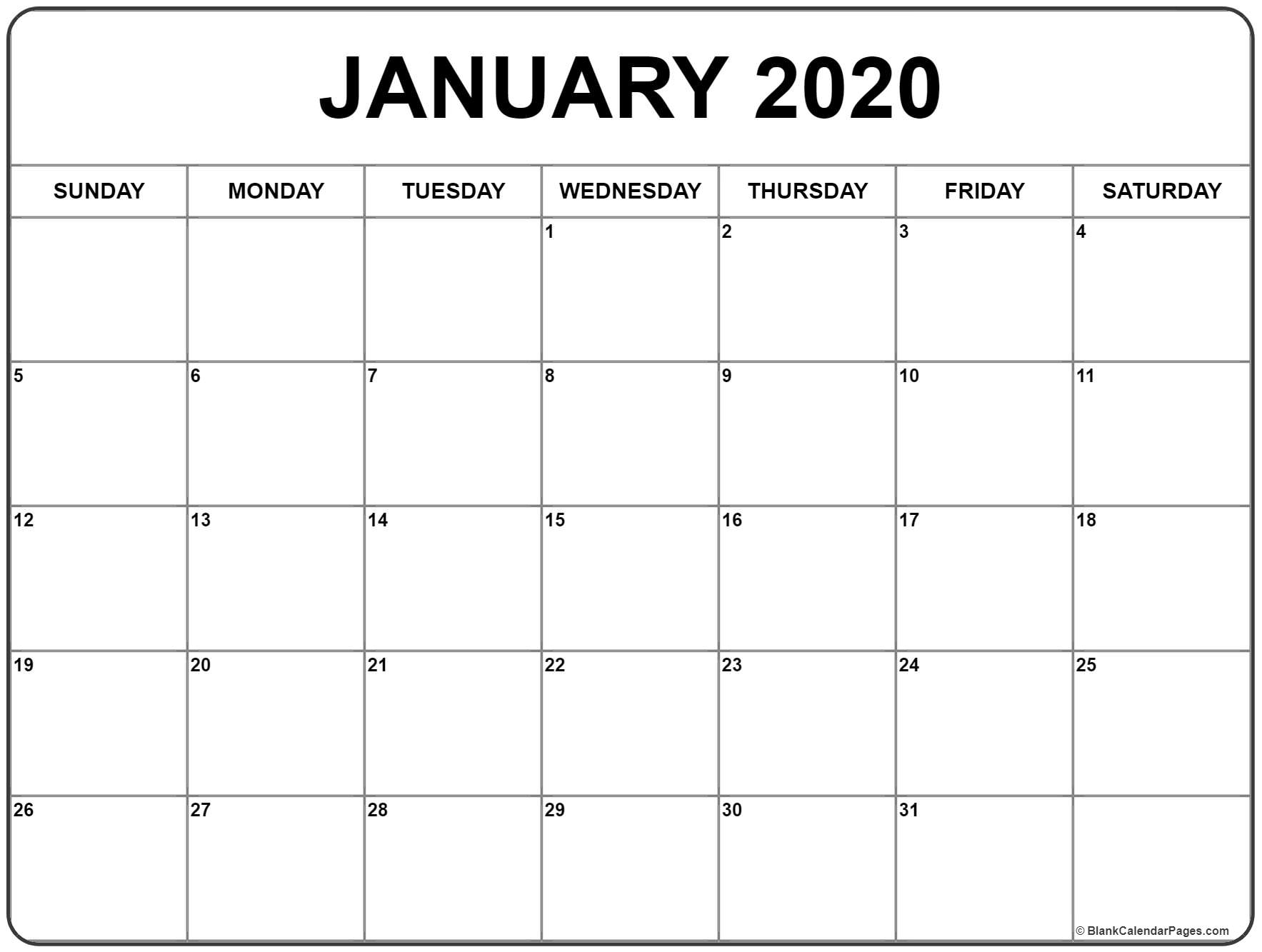 Blank Calendar 2020 Monthly - Togo.wpart.co
