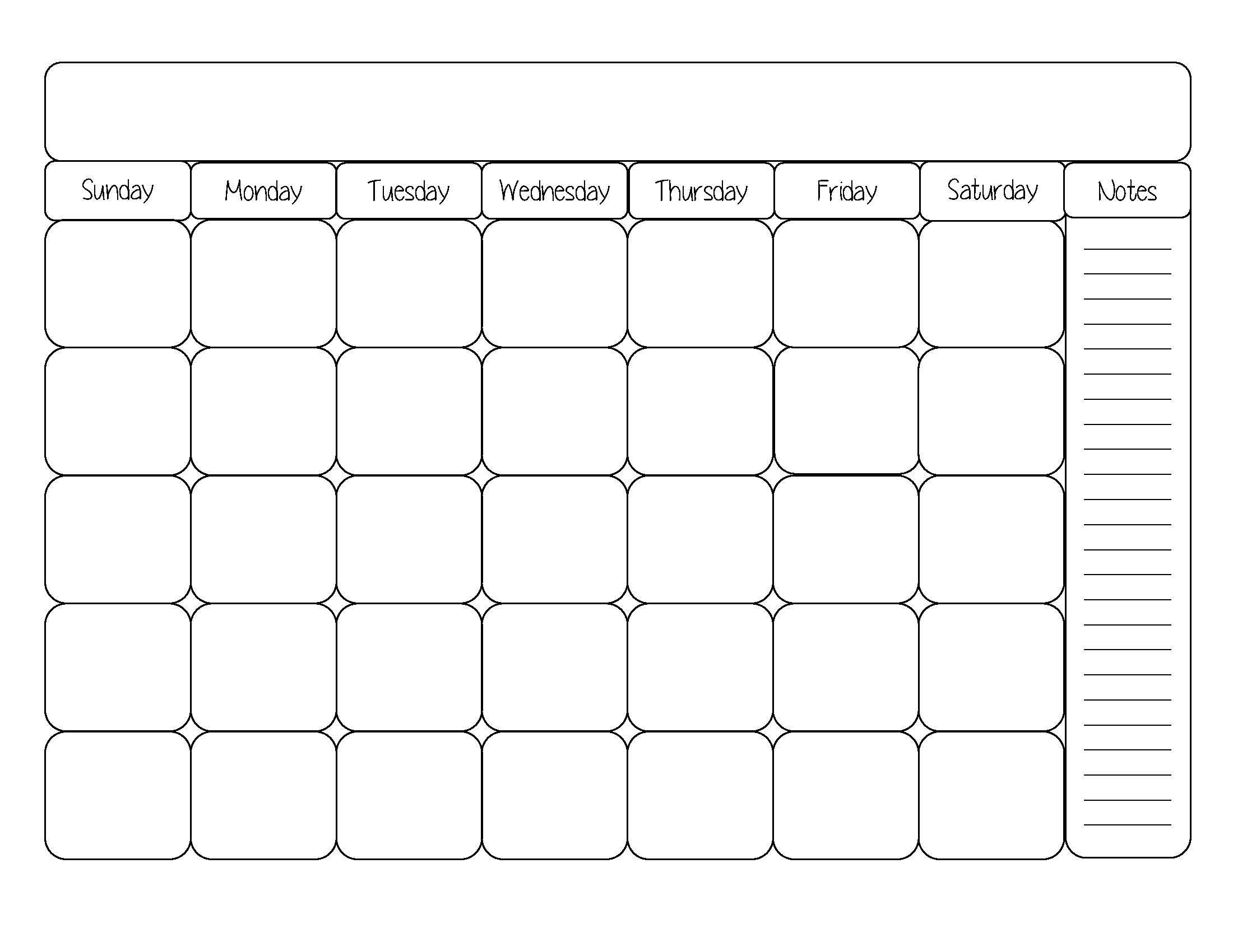Blank Calendar Template Cute Printable Editable Blank