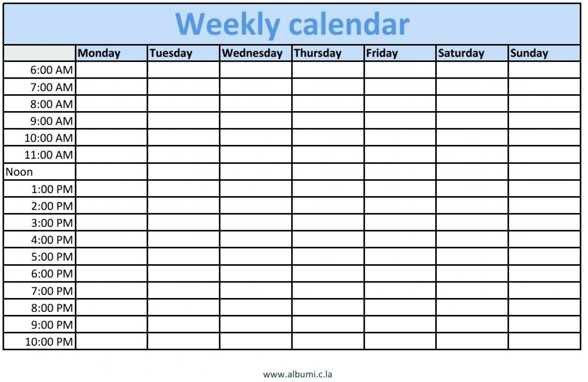 Blank Schedule Template With Time Slots | Example Calendar