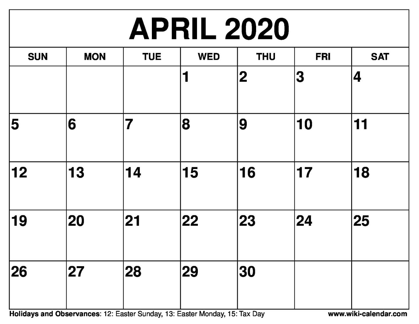 Calendar April - Togo.wpart.co