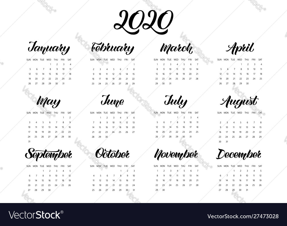 Calendar Planner For 2020 Year With