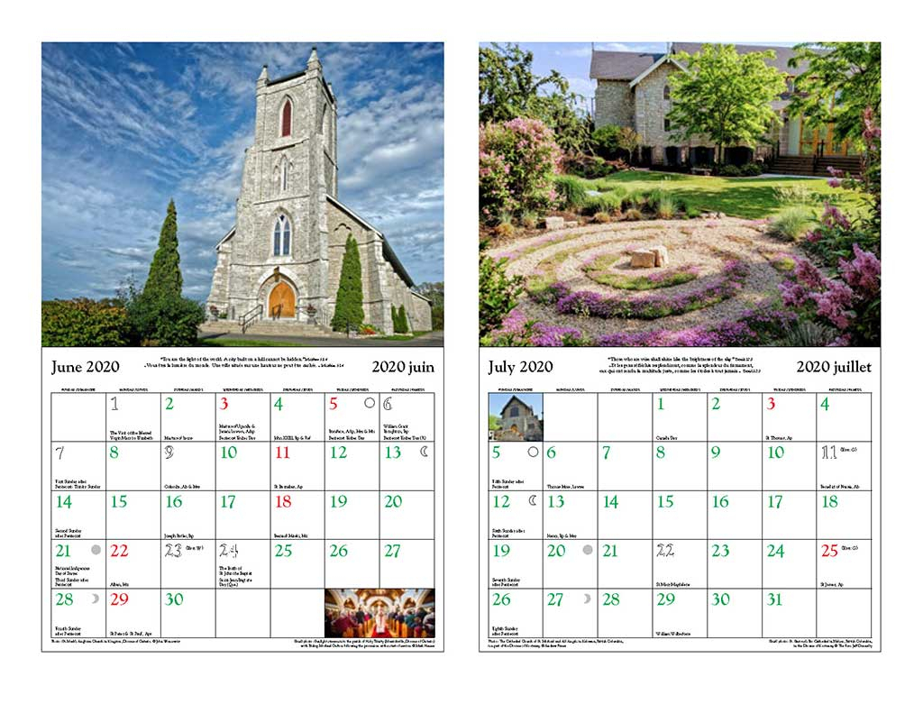 Canadian Church Calendar 2020 - The Anglican Church Of Canada