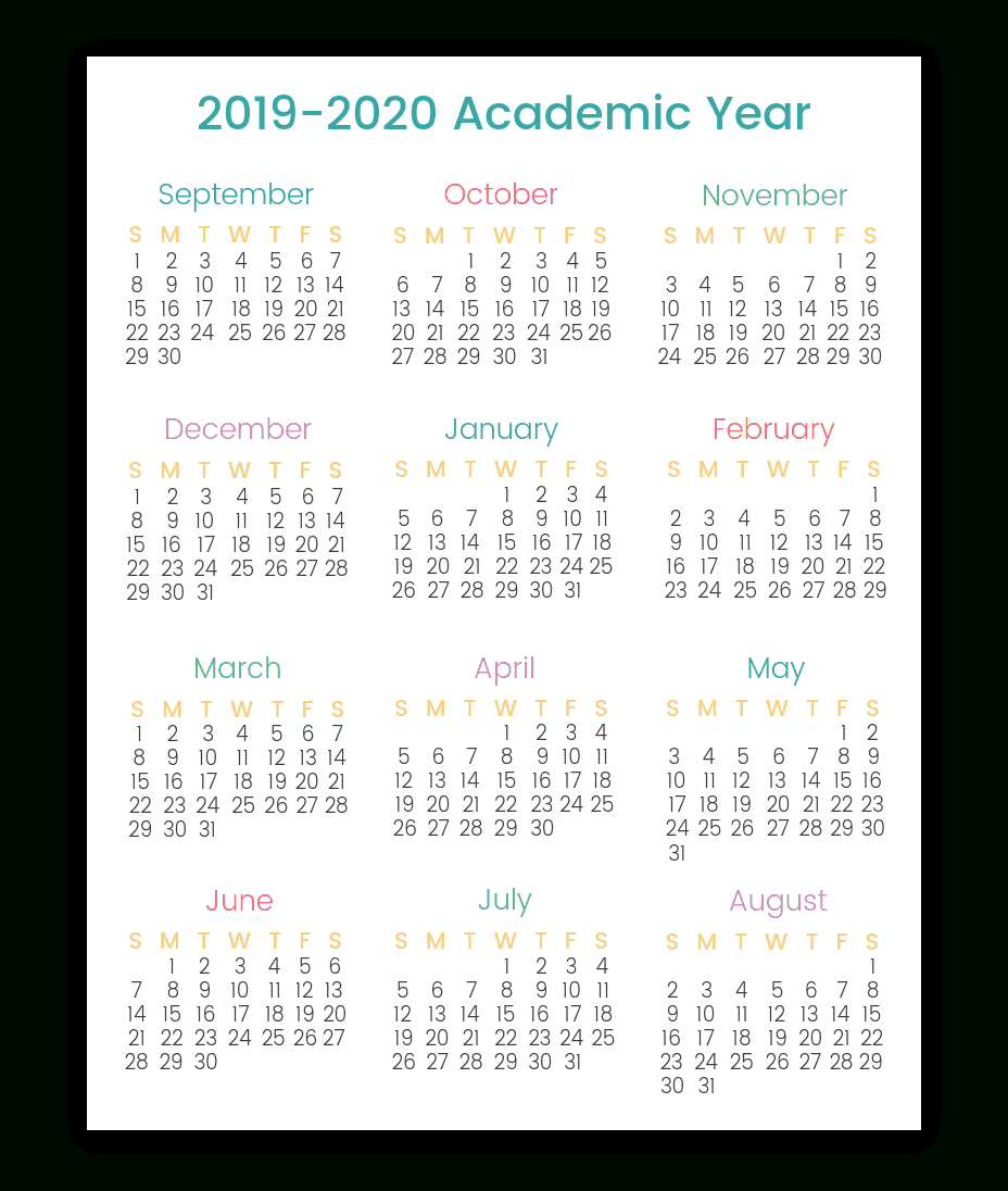 Colorful Printable Calendars For 2019-2020 | Smart Living Mama