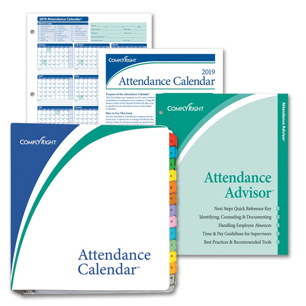 Complyright 2020 Attendance Calendar Kit, White, Pack Of 100