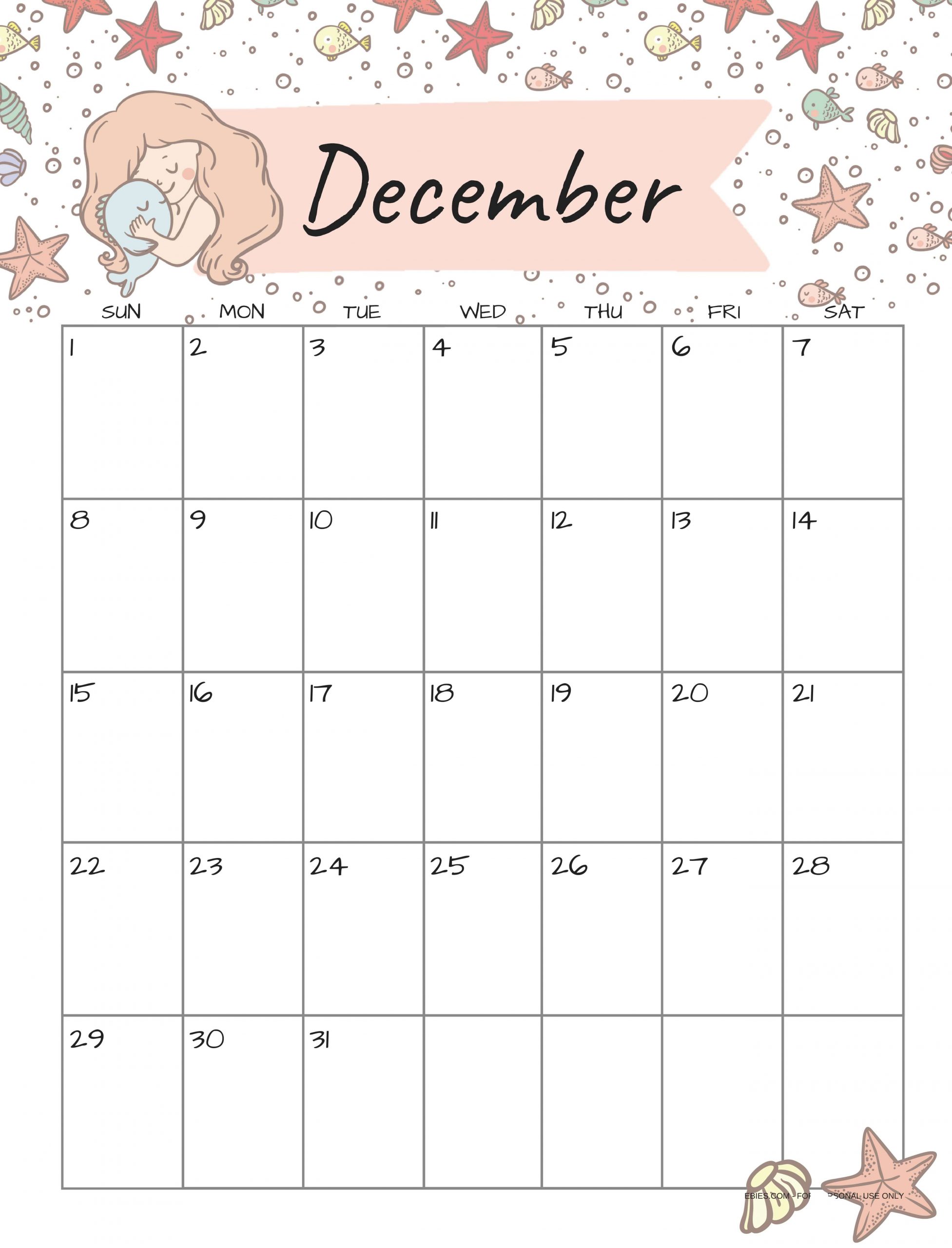 Cute December 2019 Calendar Colorful Template - 2019