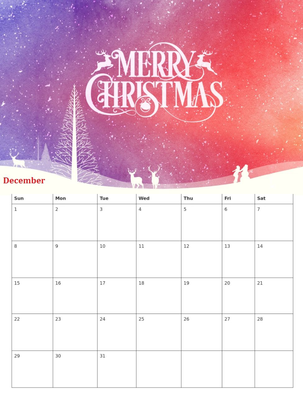 Cute December 2019 Christmas Calendar | Christmas Calendar