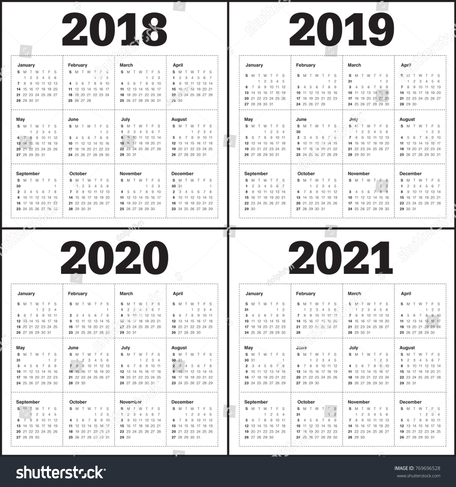 Стоковая Векторная Графика «Year 2018 2019 2020 2021