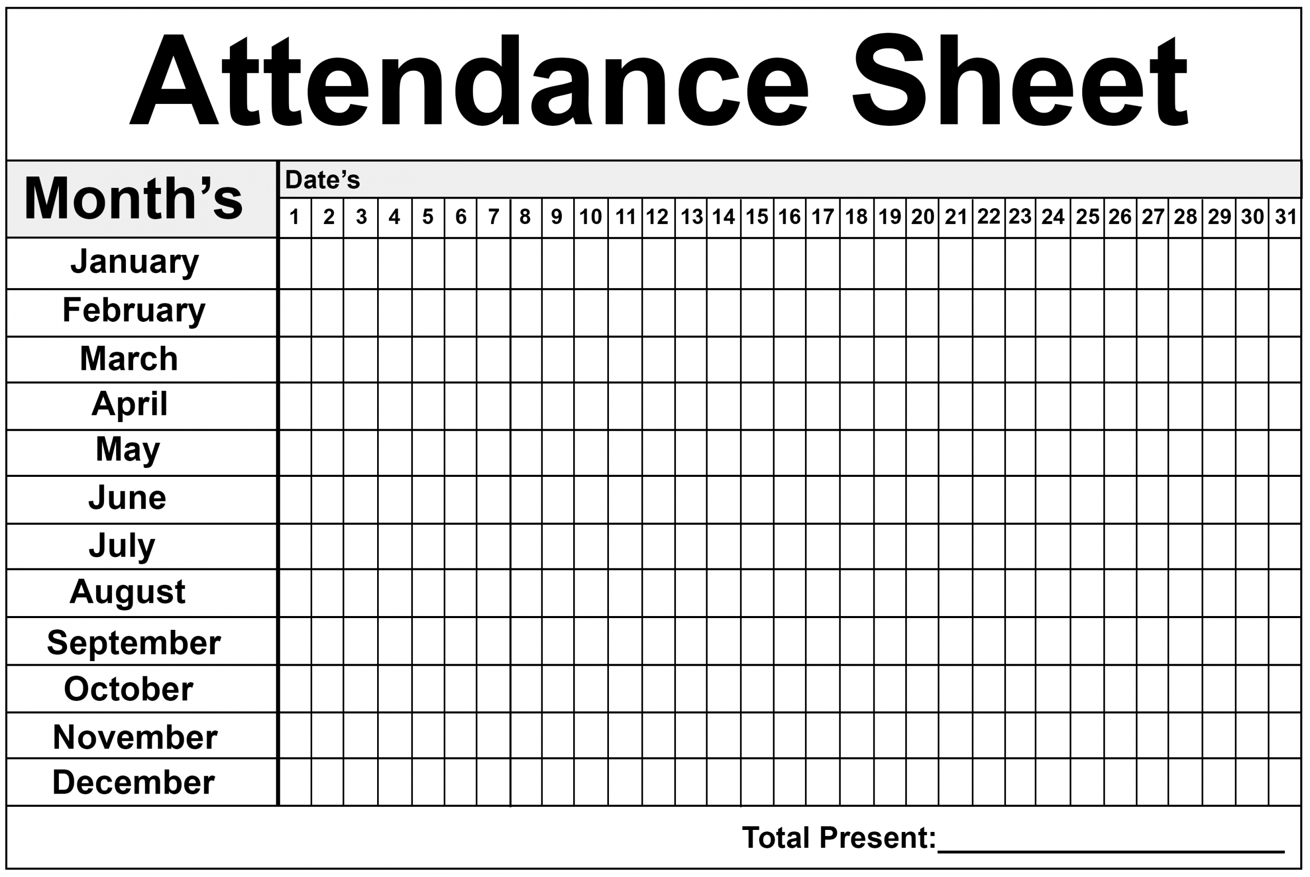 Free Printable 2025 Employee Attendance Calendar Pdf Free Download Word