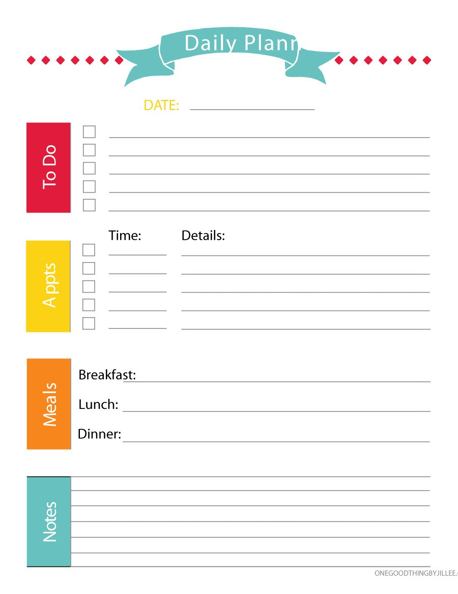 Daily Planner Free Printable - Togo.wpart.co