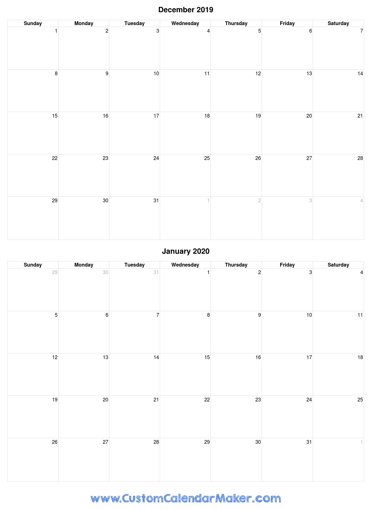 Pick Free Printable Calendar 2020 January Thru December