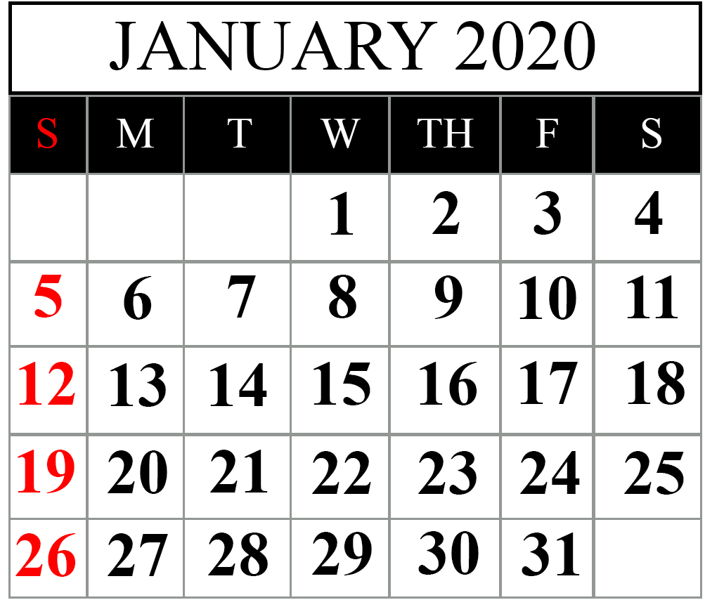 December 2020 And January 2020 Calendar - Togo.wpart.co