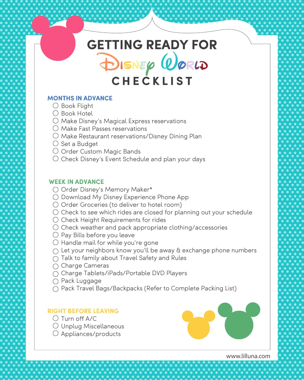Pick Printable List Of Rides At Disney World 2020 Checklist Calendar 