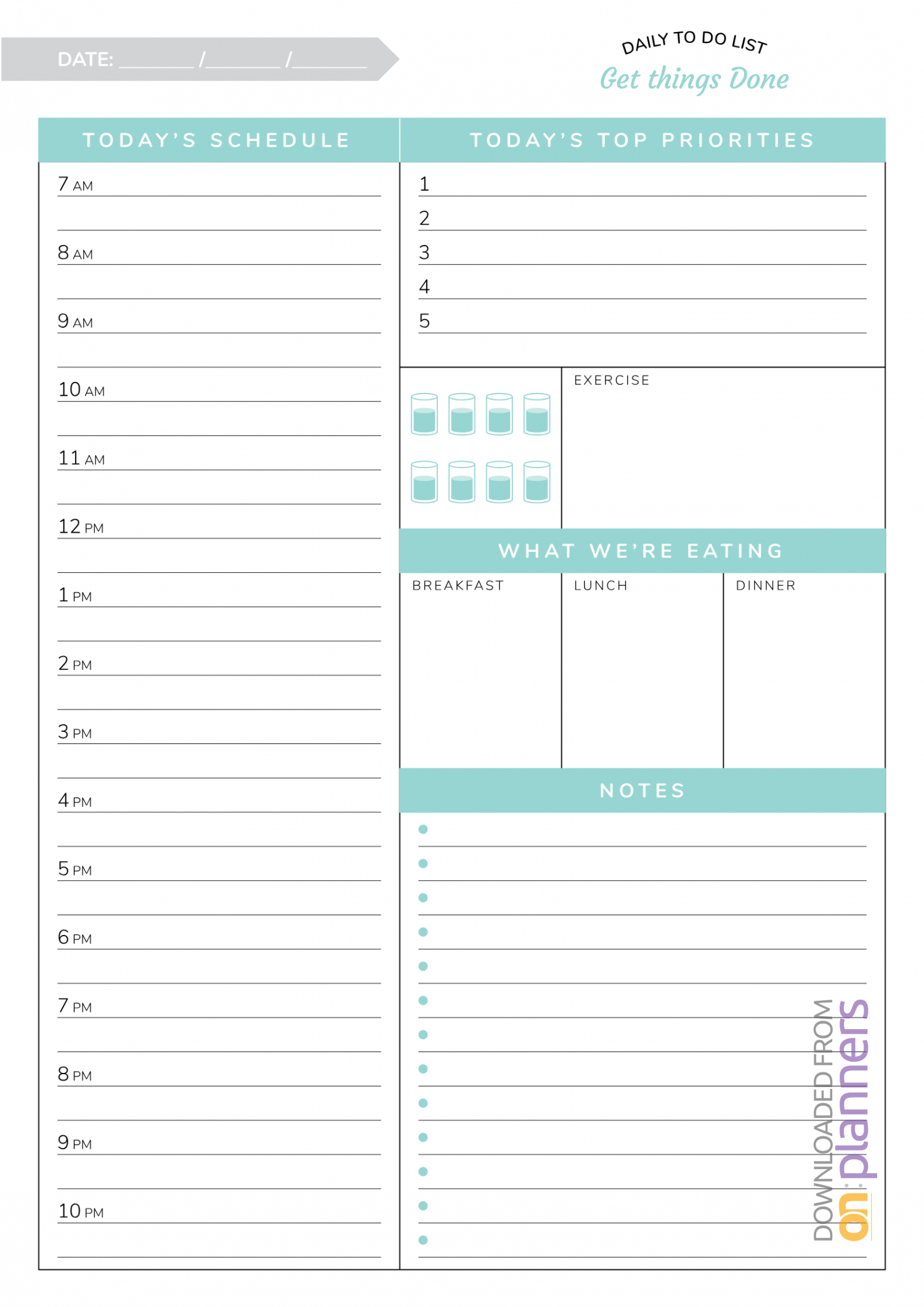 Download Printable Daily Hourly Planner Template - Get