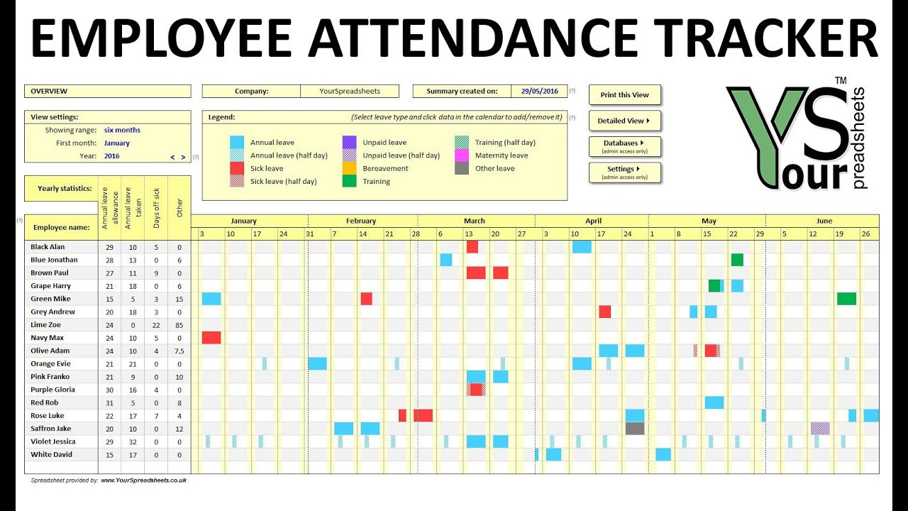 Excel Attendance Tracker Template Unique Printable