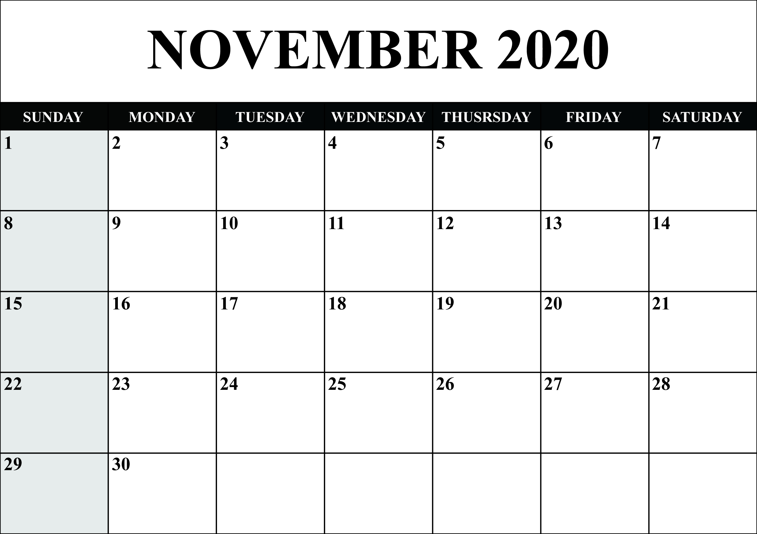 Get 2020 Printable Calendar With Space To Write Calendar Printables Free Blank