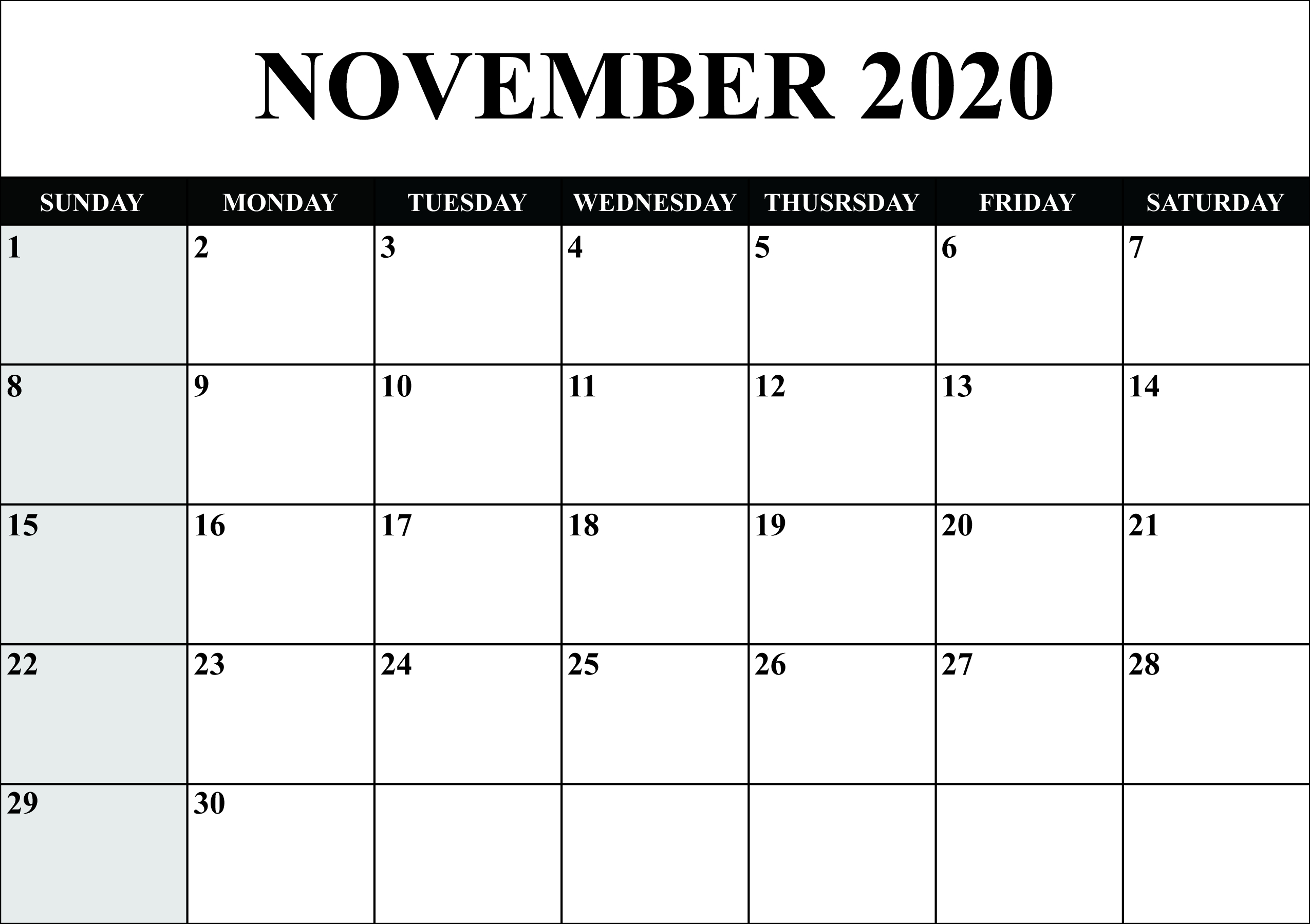 Get 2020 Printable Calendar With Space To Write | Calendar Printables