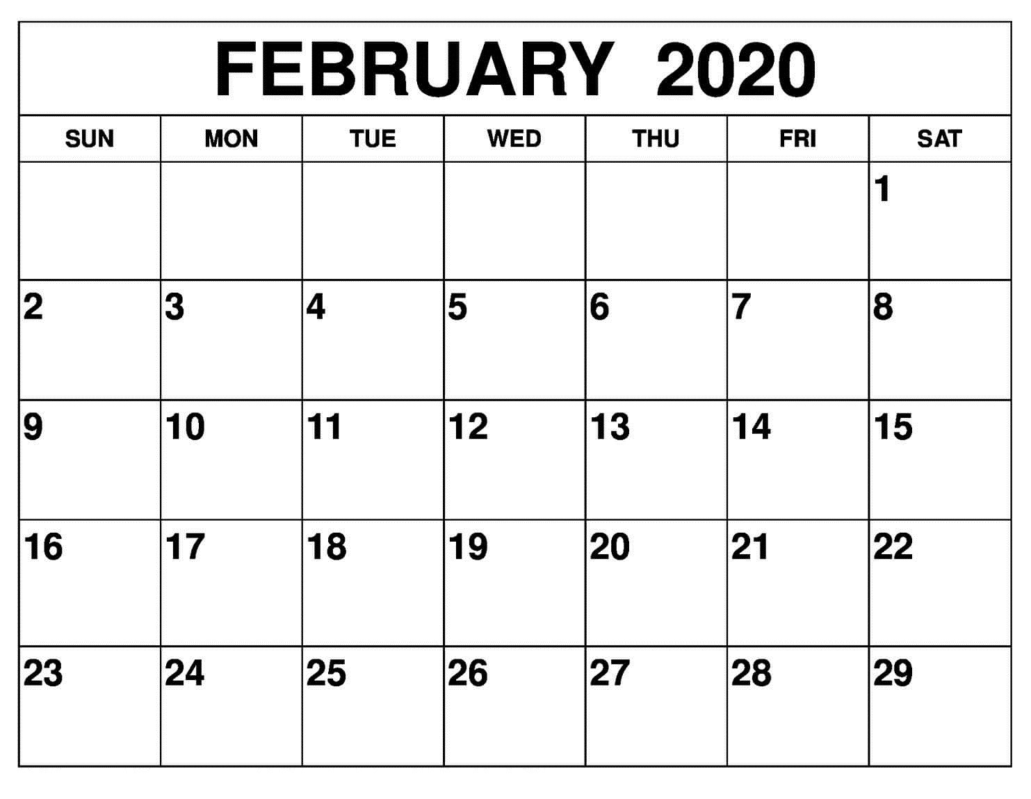 February 2020 Calendar Printable - Auntyno 1 - Medium