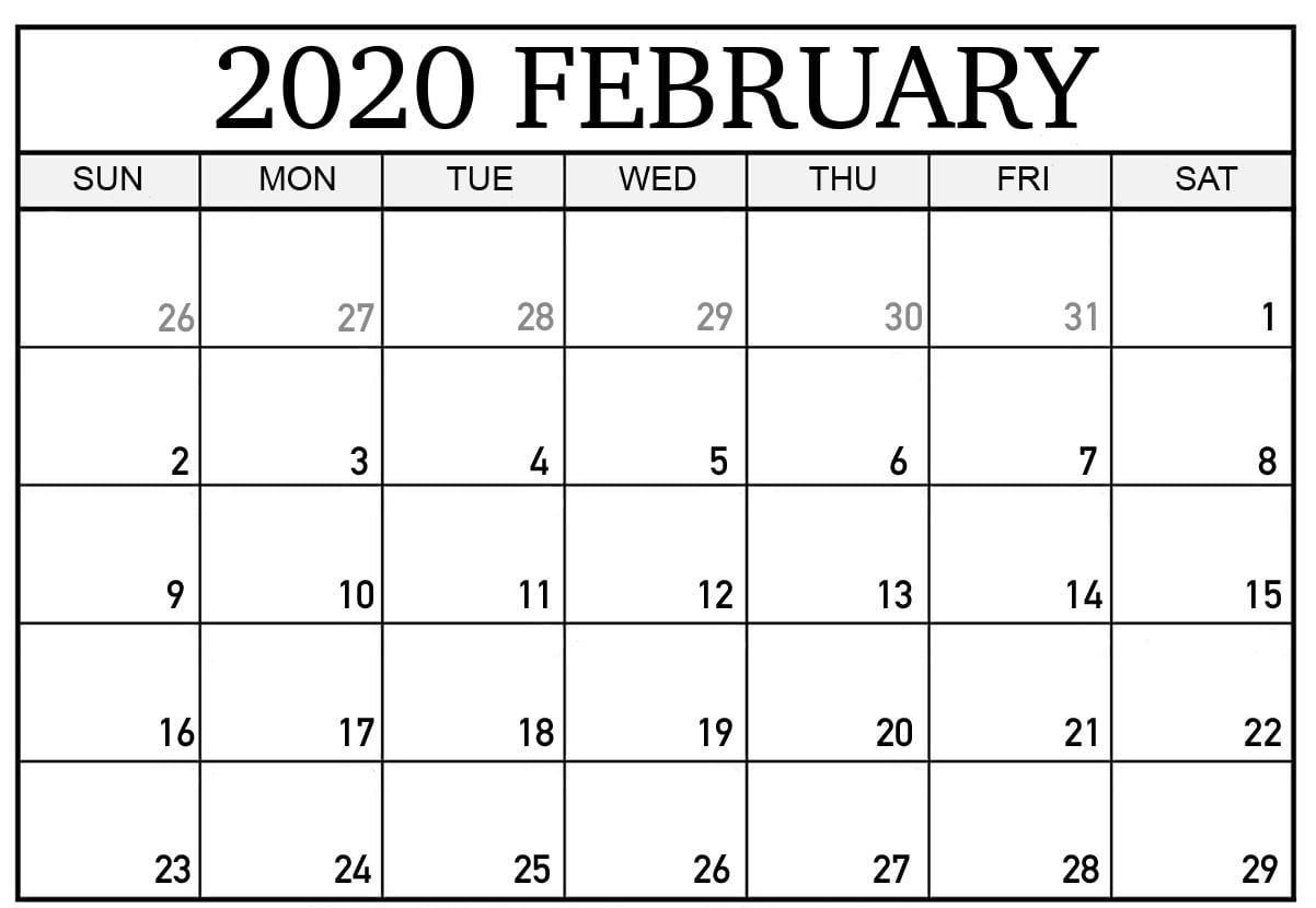 February 2020 Calendar | Printable Calendar Template, Free