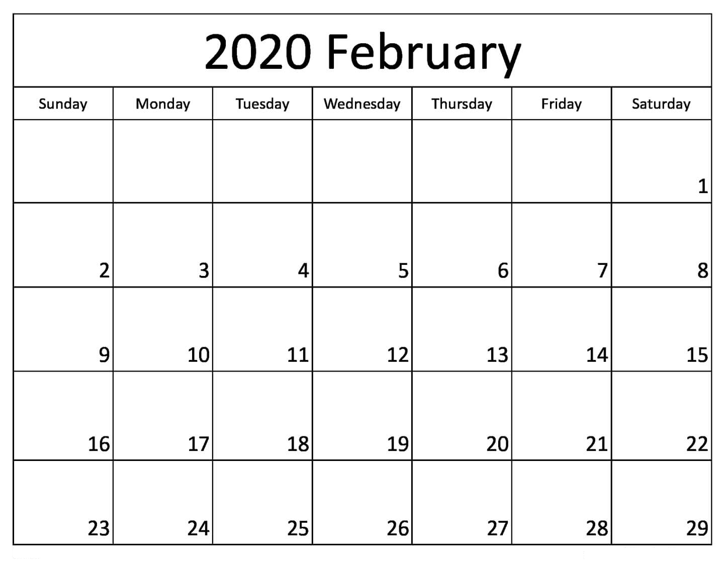 February 2020 Calendar Word Excel &amp; Pdf | 12 Month Printable
