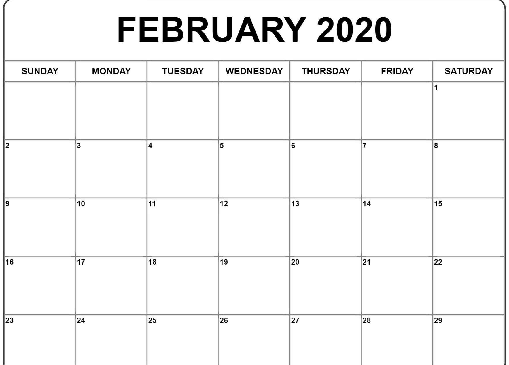 February 2020 Calendar Word | February Calendar, Free